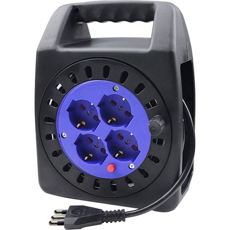 Avvolgicavo Elettrico Prolunga Elettrica 15 Metri 4 Prese Polivalenti Schuko + 10A/16A Spina 16A