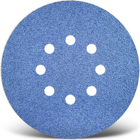 MENZER Blue Dischi abrasivi a gancio e anello, 150 mm, 8 fori, p. Levigatrici rotorbitali, Corindone zirconio (25 Pz.) G24
