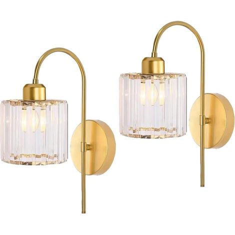 Lot de 2 Appliques Murales en Cristal, Lampes E27 220V, 3 Températures de Couleur, Chambre et Salon (1/5)