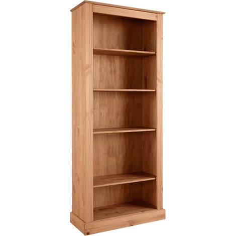 Bibliothèque en pin massif certifié FSC – 4 étagères réglables – Design classique – Couleur blanche – Écologique et durable (1/3)