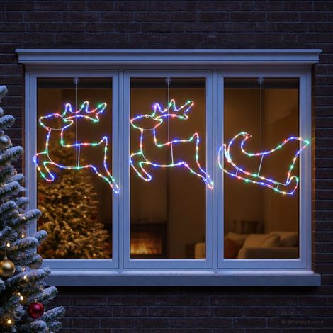 vidaXL Decoración navideña de reno y trineo LOVIISA 180 LED Multicolor (1/5)