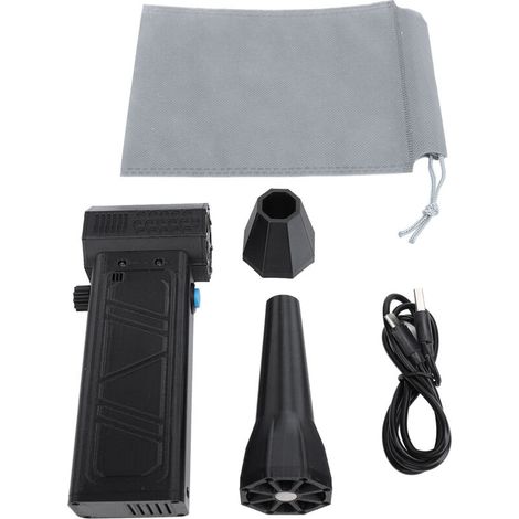 Souffleur D'Air Électrique - Turbo Fan Portable Rechargeable Haute Performance 140000RPM, 62m/s, Batterie 4000mAh, Nozzle Long Inclus, Pour Ordinateur/Voiture/Maison, Noir. (1/5)