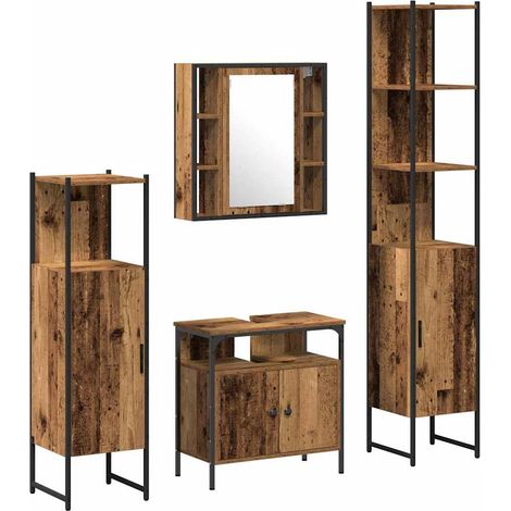 Maison Exclusive - Juego de muebles de baño con estante 4 pcs Mad