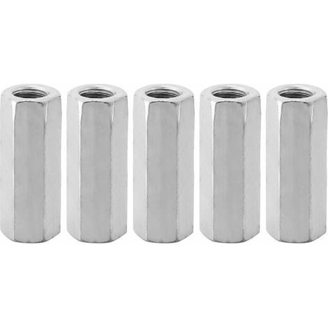 5Pcs Écrou Manchon Acier Carbone M12, Manchon Hexagonal M12 50, Ecrou Long M12 de Connecteur Tige Filetée M12 de Douille Écrou Fixations Filetées (M1250-15mm) (1/4)