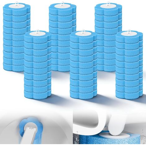 Lot de 60 têtes de rechange pour brosse WC - Système de nettoyage - Bleu - Parfum frais de mer (1/5)