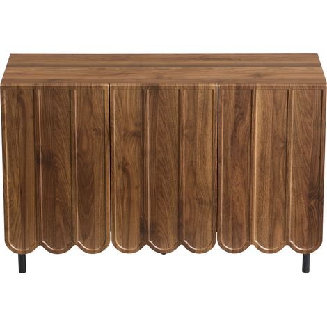 Aparador moderno color nogal 120x35x80 cm en MDF con puertas onduladas y estantes regulables (1/5)