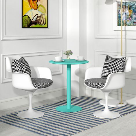 Mesa de Comedor Redonda para 2 Personas Mesa de Cocina de Acero para Interior y Exterior Ø60x72 cm Verde (1/5)