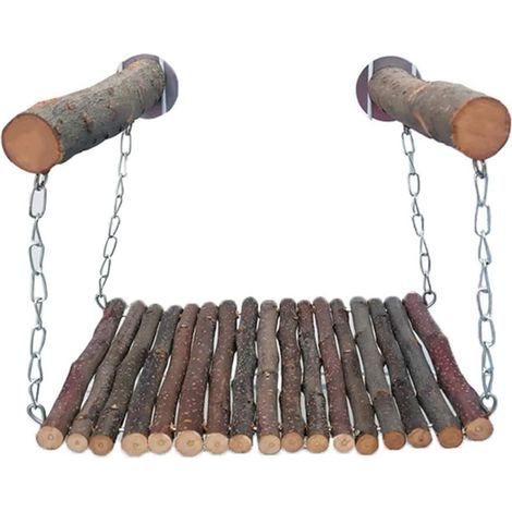 Hamster Bridge, Wooden Branch Rabbit Bed Hamster Chinchilla Swing Squirrel Hammock Guinea Pig Pedal Small Toy Pet Molar Supplies (1/5)