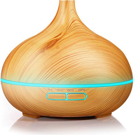 Diffuseur d'huiles essentielles à imitation bois, avec télécommande Bluetooth ultrasonique, pour la maison ou le bureau. Machine à oxygène pour l'eau. (1/5)