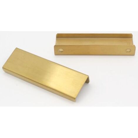 Küchenschrankgriff, goldfarbener, eingelassener Griff, verdeckter Türgriff aus Aluminiumlegierung, 2 Stück, Lochabstand 96 mm