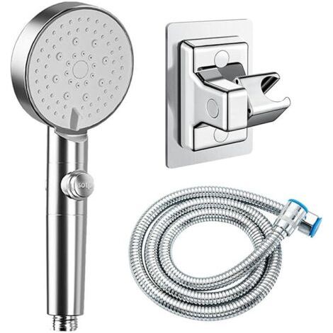 FENOPLASTICA5 Mode Pommeau De Douche,Douchette à Main Set,Shower Head Economie Deau Avec Bouton Stop Haute Pression Plusieurs Jet (Argent)) (1/5)