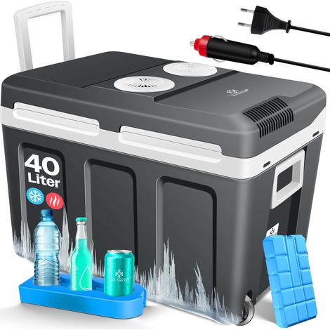 KESSER® 40L Kühlbox mit Rollen zum Warmhalten und Kühlen thermo-Elektrische Kühlbox 12 Volt und 230 Volt Mini-Kühlschrank Thermobox für Auto 40L / Anthrazit