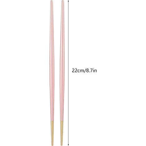 Baguettes japonaises à sushi dorées en acier inoxydable 304 (rose) (1/4)