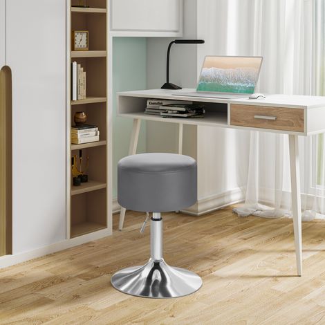 WOLTU 1x Barhocker, Schminkhocker Höhenverstellung, Barstühle rund, 360° Drehbar Bürohocker, gepolstert Kunstleder, für Küchen Bar, Grau (1/4)