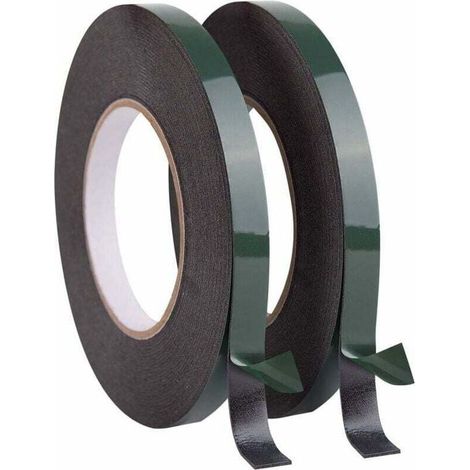 2 Rouleaux de 12mm - Ruban Adhésif double face - Scotch Double Face Extra fort - De Montage Imperméable - Pour les moulures automobiles LED - 10m chaque rouleau (1/4)