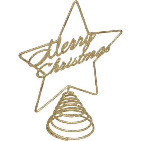 Cimier de Sapin Pailleté "Merry Christmas" 22cm Or