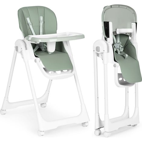 Trona silla para comer regulable en altura correas de ecopiel doble bandeja verde ECOTOYS
