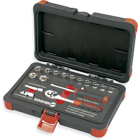 SAE 1/4 Boîtier à douille hexagonale 16 pièces  DOGHER 500-004
