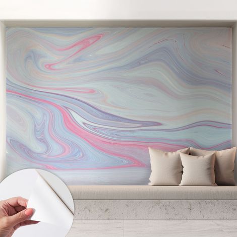 Tapete Selbstklebend - abwaschbar - Tapete mit Motiv - trendige Wanddeko - elegant Fototapete Pastellfarbener Wirbel 208x146 cm (1/5)