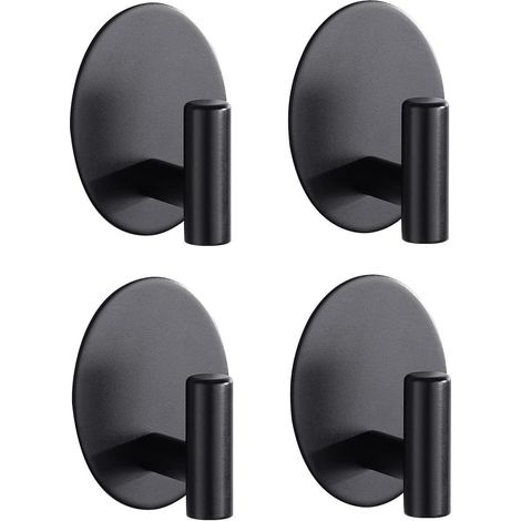 Handtuchhaken 4er selbstklebend ohne Bohren Wand Edelstahl Schwarz (1/5)