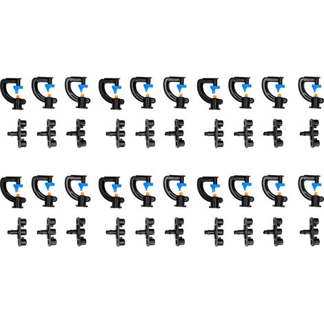 Lot de 20 buses arrosage type G à réfraction 180°, pour tuyau 4/7 pouces, brumisation fine pour jardin et serre