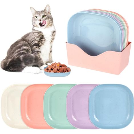 Lot de 10 gamelles Plates pour Chat - Multicolore -Assiettes Rondes (1/4)