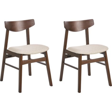 Conjunto de 2 sillas de comedor retro sin reposabrazos asiento de tela gris pardo estructura de madera marrón oscuro Smiley