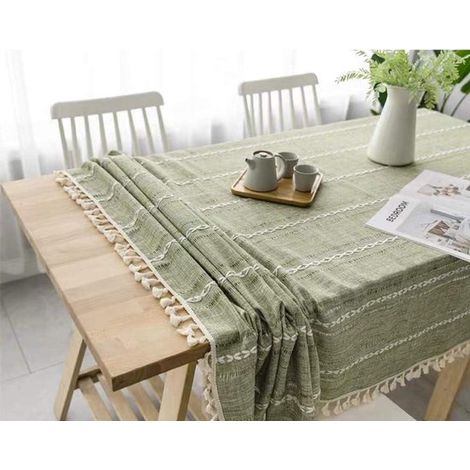 Mantel cuadrado de lino antimanchas,elegante mantel impermeable para la cocina,mesa de centro y decoración de restaurantes,140140 cm (1/5)