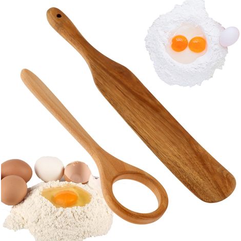 piezas batidor de masa danés de madera, batidor de pan resistente al calor, batidor de masa holandés, batidor de masa de pan largo espátula batidor de mano (1/5)