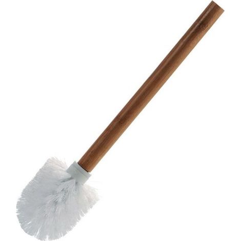 Accessoires de salle de bain Brosse de toilette avec support en bois de bambou blanc sur pied (1/3)
