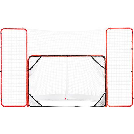 But de Hockey avec Pare-Ballons et Cibles, Filet de Hockey 183 cm, Ensemble d'Entraînement de Hockey Professionnel en Acier, Portable, Assemblage Facile, Intérieur Extérieur, Blanc/Rouge (1/5)