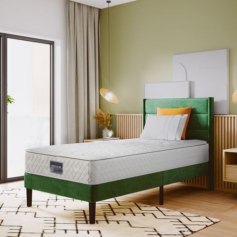 Matelas 90x200 cm à ressorts ensachés 7 zones avec mousse froide, fermeté h3 mi-ferme, 27 cm de haut, housse mi (1/5)