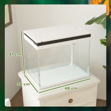 Aquarium blanc verre 41L système de filtration LED pompe à eau, bac compact adapté à toutes espèces de poissons d’ornement salon (1/5)