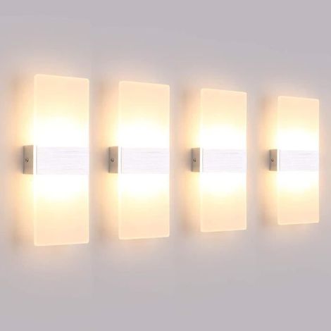 4 Pack Applique Murale Interieur 12W LED Lampe Murale Designe Créatif Décoratif Pour Chambre Couloir Salon Hôtel Salle Blanc Chaud (1/4)