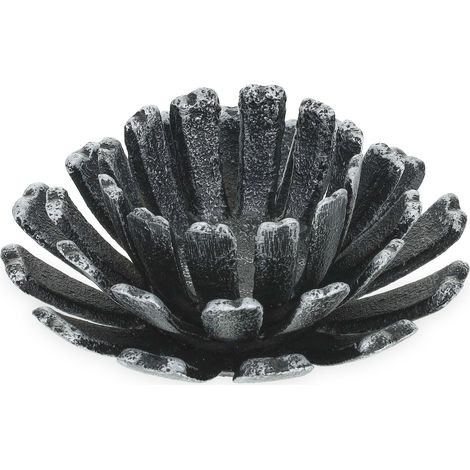 Set di 2 portacandele a forma di fiore per esterni, decorazione da giardino, 6 x 13,5 cm, in ghisa nera, 130012200