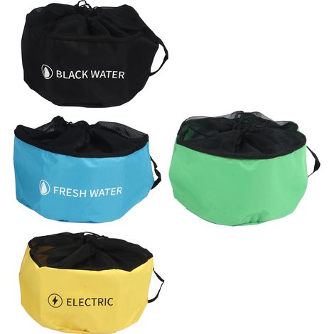 Housse de rangement pour tuyaux de camping-car, sac multifonction pour accessoires, tuyaux d'eaux usées et propres, câbles électriques, 4 compartiments (1/5)