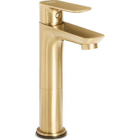 Grifo mezclador para lavabo de latón mate elegante monomando 21 cm accesorios de baño dorado Chimbote (1/5)
