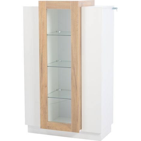 Vetrina da soggiorno 74 x 40 x 120 cm con 3 ante LED e ripiani in vetro (1/5)