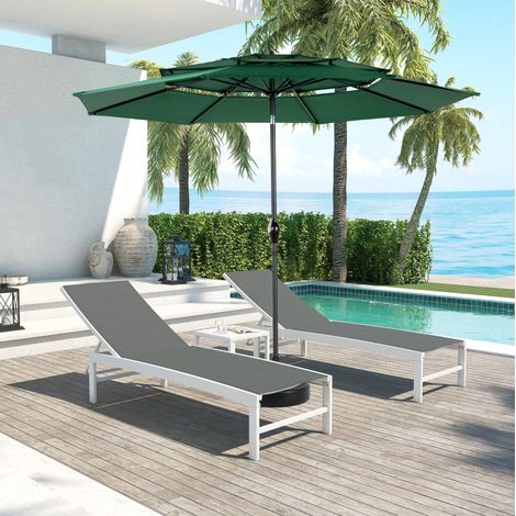 Sombrilla jardín 10FT inclinable 3 niveles acero OKMYHOME (1/5)