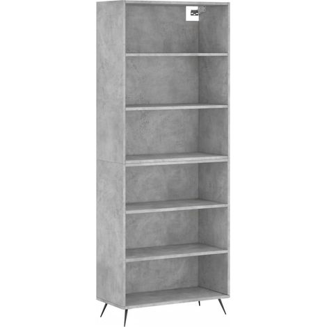 Buffet bahut commode armoire meuble de rangement organisateur cuisine salle de séjour salon 69,5 x 32,5 x 180 cm bois d'ingénierie gris