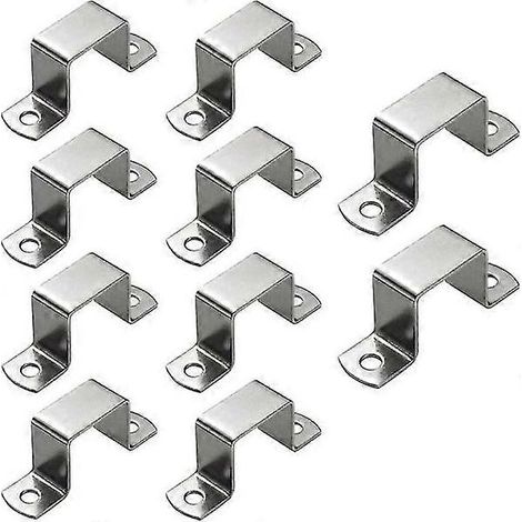Lot de 10 colliers de serrage carrés oblongs de 30 x 30 mm, en acier inoxydable, avec système de serrage en U. Colliers de serrage pour tubes de selle de cheval. (1/4)