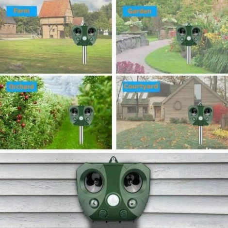 Répulsif à ultrasons solaire Répulsif ChatChiensouris Fréquence Réglable Pour Eloigner Animaux Nuisibles de Jardin Pest Repeller (1/4)
