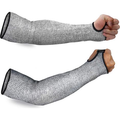 Une paire de protège-bras anti-coupures avec trou pour le pouce pour la protection de sécurité au travail, 45 cm/17,72 pouces. (1/5)