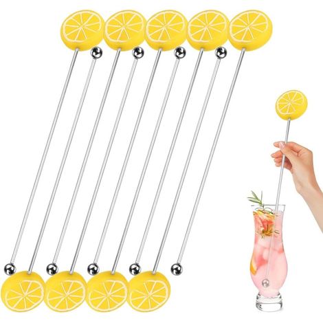 pour les bars à café et les bars à boissons. Lot de 10 agitateurs métalliques pour cocktails au (1/5)