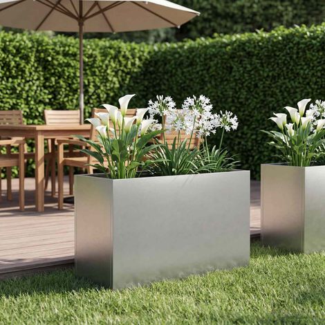 vidaXL Macetero de Jardín Plateado 80 x 30 x 50 cm Acero inoxidable (1/5)
