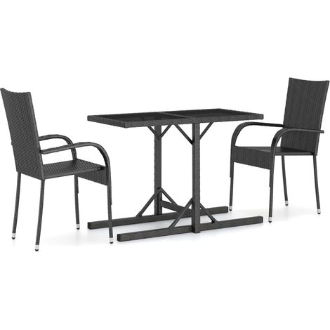 Ensemble à manger de jardin 3 pcs，Salon de jardin Noir CFW75012 (1/5)