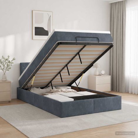Cama otomana con colchón Gris oscuro 120 x 200 cm Terciopelo (1/5)