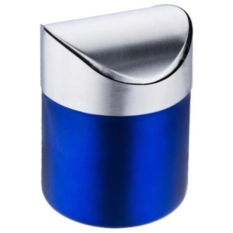 Pair Lntyq mini poubelle de comptoir en acier inoxydable brossé avec couvercle pivotant pour table, bureau, voiture, 1,5 L/0,40 gal, bleu (1/3)