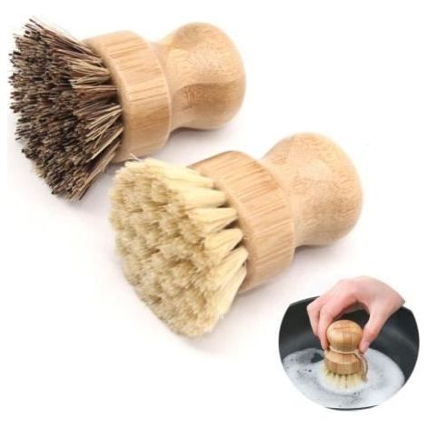 Brosse Vaisselle en Bambou Brosse Vaisselle en Bois Brosse à Pot de Poils Brosse Champignon Brosse Legumes Brosse à Poêle - fy