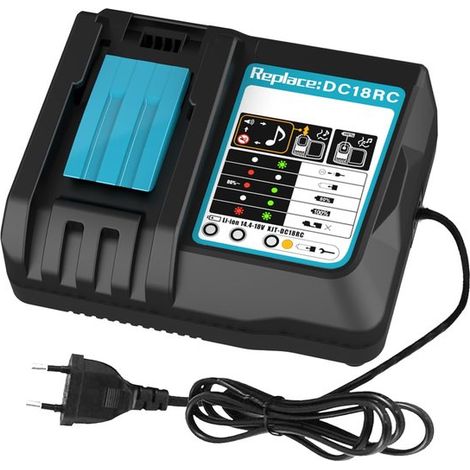 für das 3A Ladegerät DC18RC für Makita 18V Ladegeräte, kompatibel mit Makita 14,4V 18V Akkus BL1850B, BL1850, BL1840, BL1830, BL1820, BL1415N, BL (1/5)